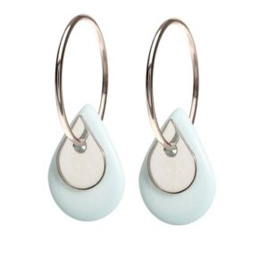 Scherning Duo Teardrop Cloud Silver Øreringe i Sterling Sølv med Porcelæn