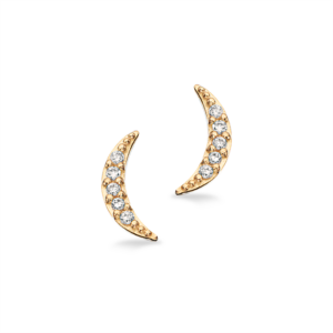 Scrouples - 8 karat måne formet guld øreringe med sten - 119223