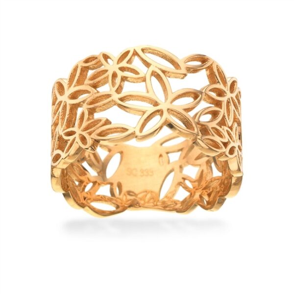 Scrouples - 8 kt guld ring med blomster mønster
