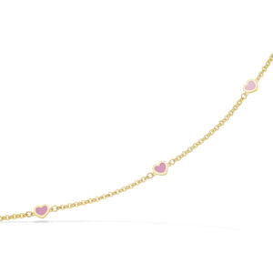 Scrouples Girls armbånd 3 x rosa hjerter 14+2 cm i forgyldt