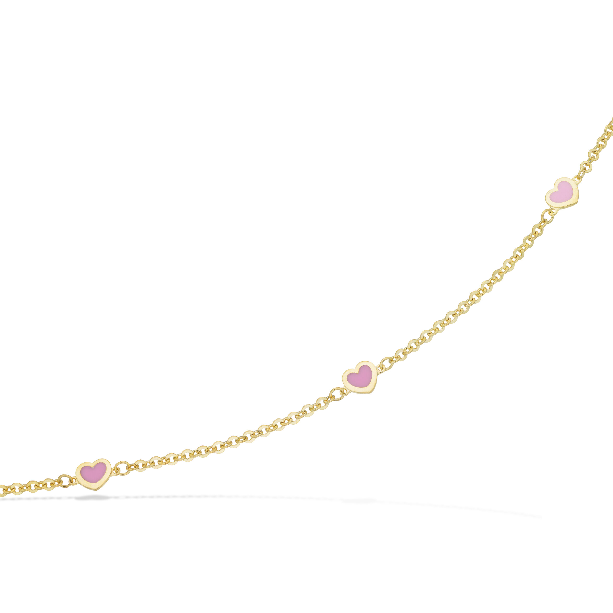 Scrouples Girls armbånd 3 x rosa hjerter 14+2 cm i forgyldt