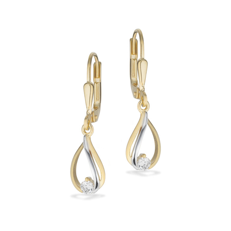 Scrouples Ørebøjler cubic zirkonia i 8 karat rød- og hvidguld