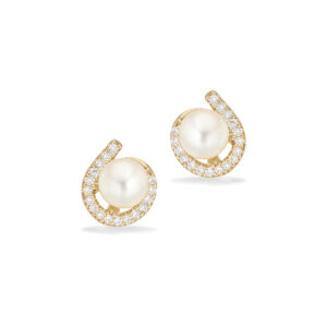 Scrouples Øreringe ferskvandsperle og cubic zirkonia i 8 karat guld