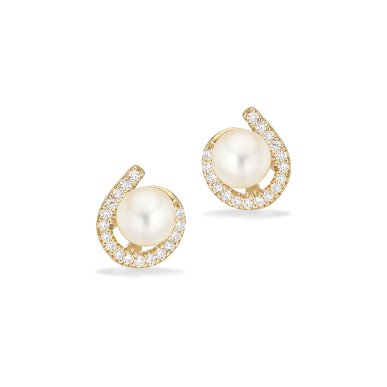 Scrouples Øreringe ferskvandsperle og cubic zirkonia i 8 karat guld