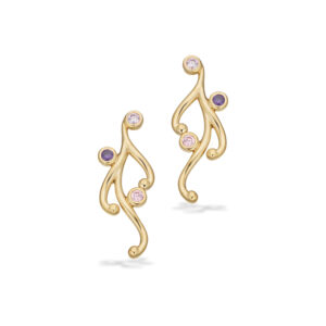 Scrouples Øreringe pink/lilla cubic zirkonia i 8 karat guld