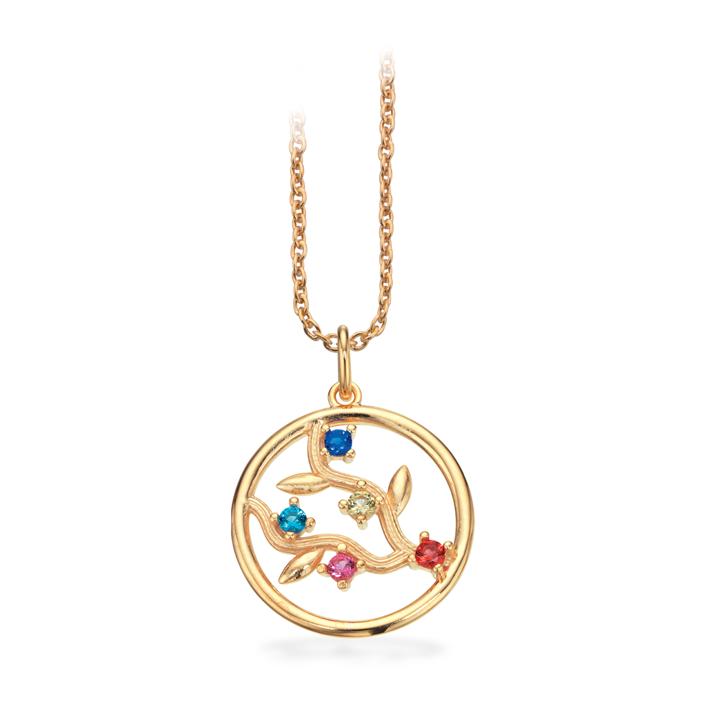 Scrouples SoHo Rainbow forgyldt halskæde med mix cubic zirkonia