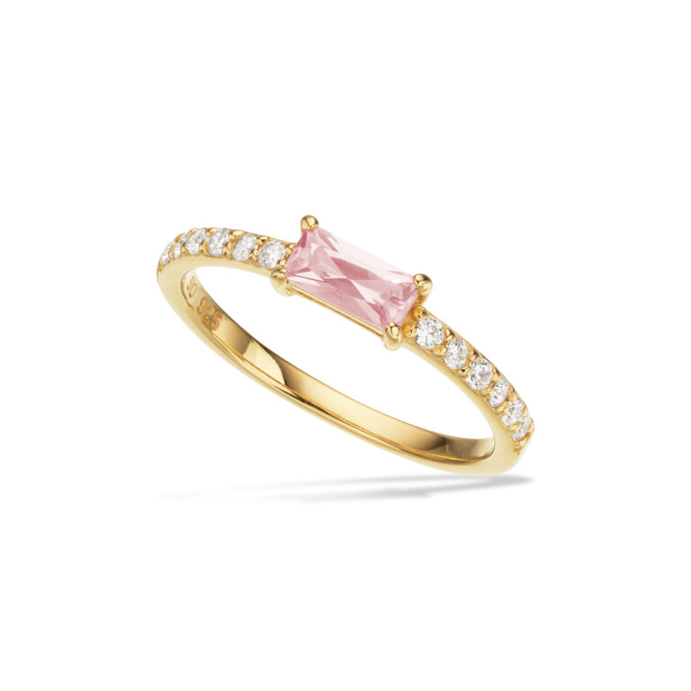 Scrouples SoHo ring med hvid og rosa cubic zirkonia i forgyldt