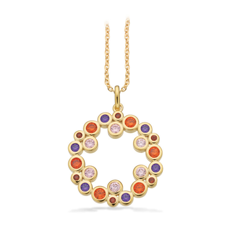 Scrouples SoHo vedhæng multicolor cubic zirkonia i forgyldt med kæde