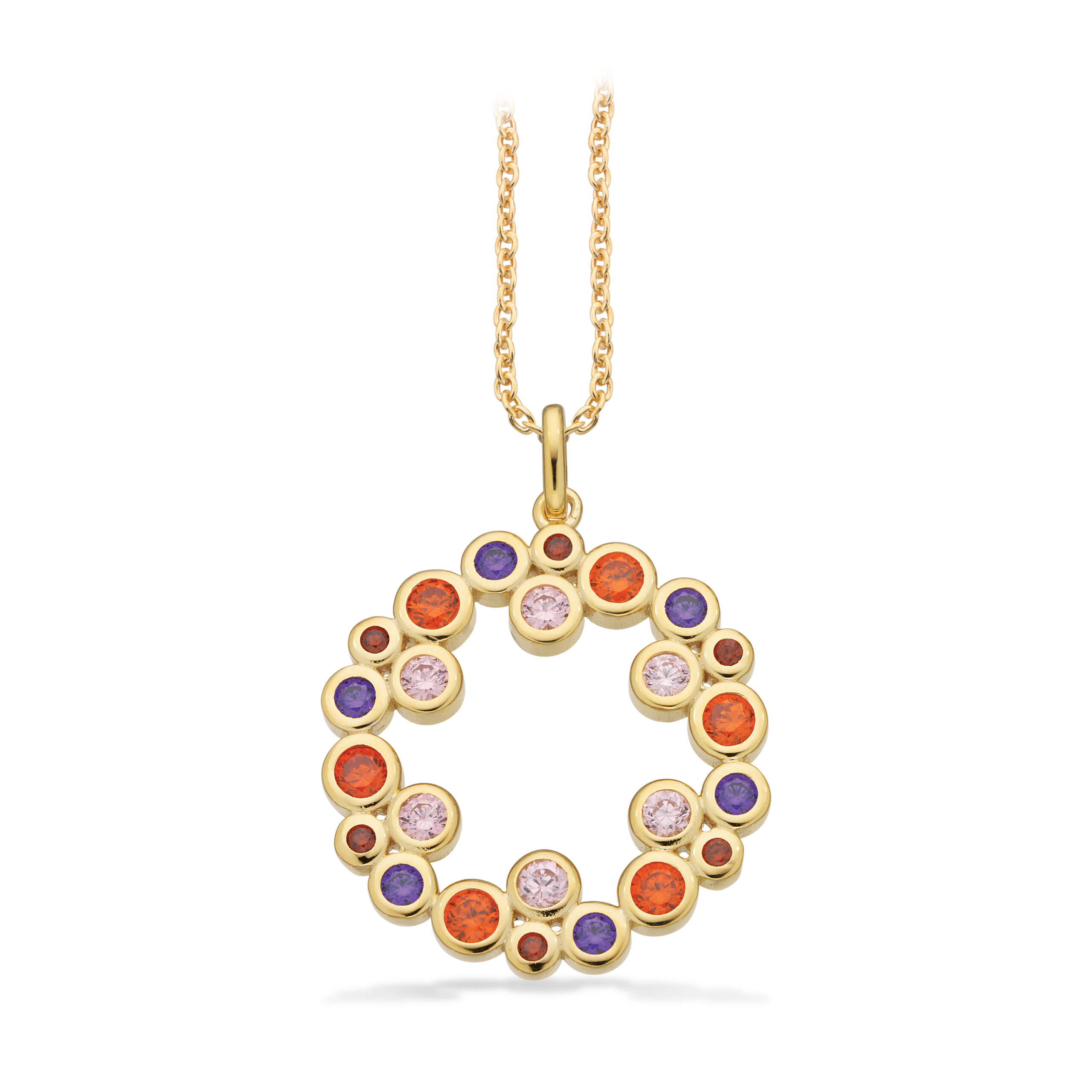 Scrouples SoHo vedhæng multicolor cubic zirkonia i forgyldt med kæde