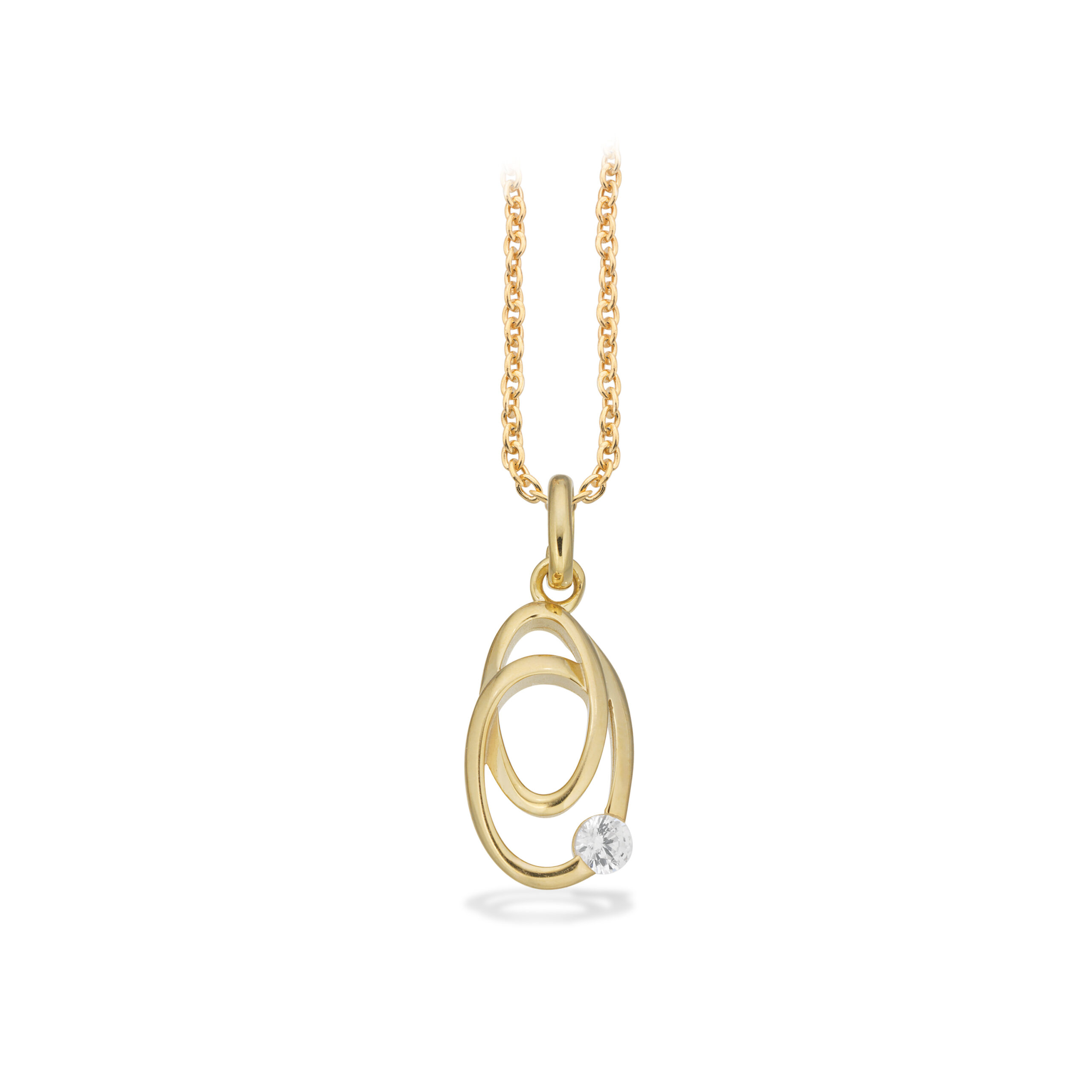 Scrouples Vedhæng i 8 karat guld med cubic zirkonia og forgyldt kæde