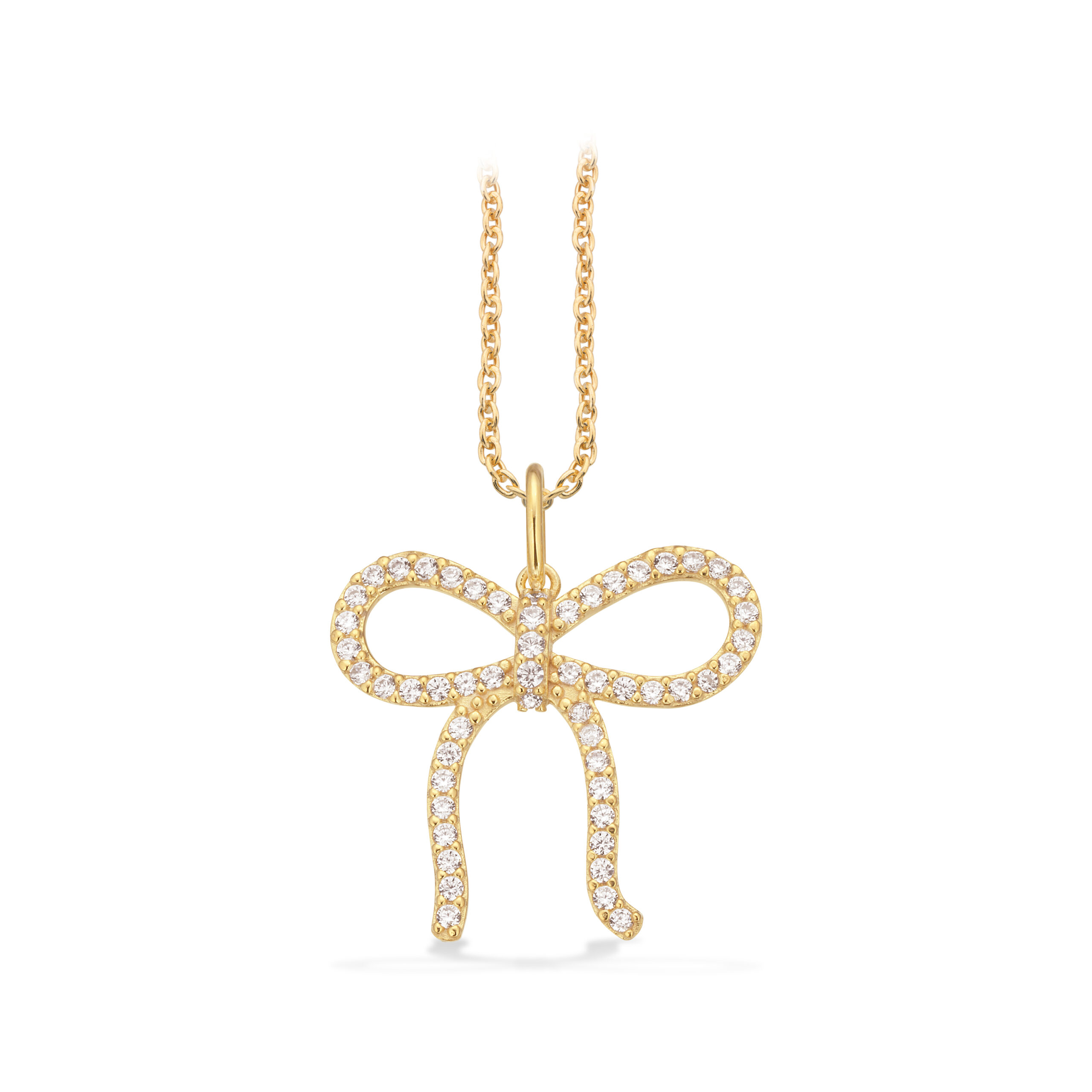 Scrouples Vedhæng sløjfe cubic zirkonia i forgyldt med kæde