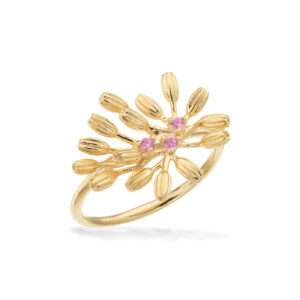 Scrouples blomster ring pink cubic zirkonia i forgyldt