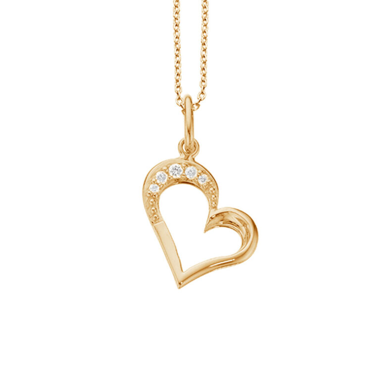 Scrouples forgyldt halskæde med 14 kt guldhjerte 0,025 ct brillant w/si