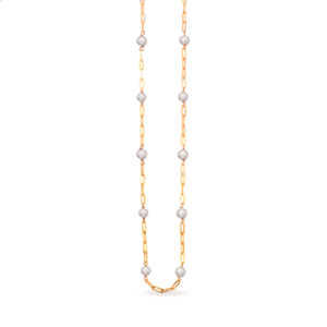 Scrouples halskæde med link og hvide perler i 8 kt. guld