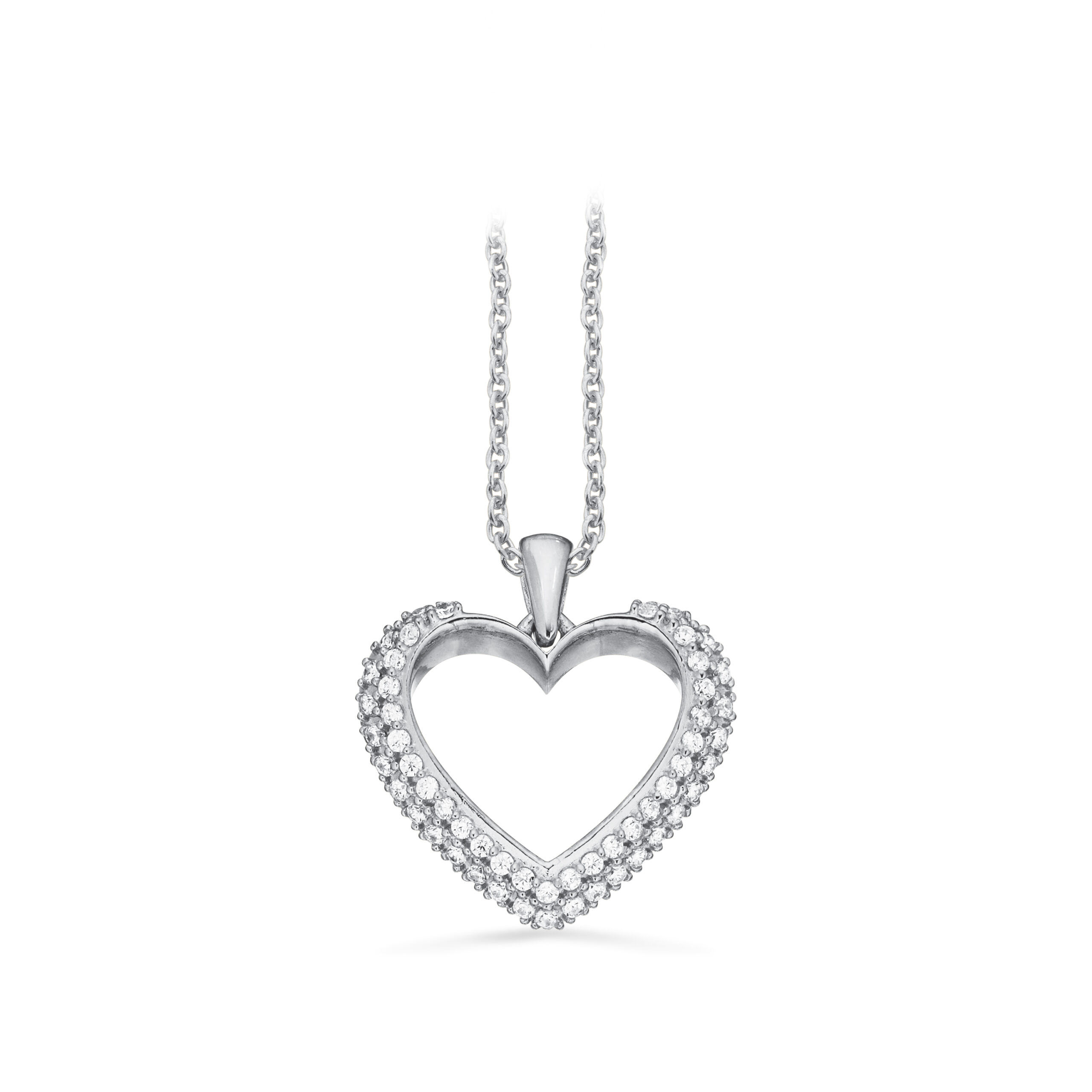 Scrouples hjertevedhæng med cubic zirkonia i sølv med kæde