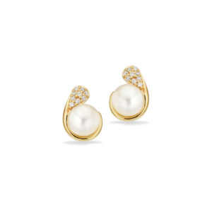 Scrouples øreringe med ferskvandsperle og cubic zirkonia i 8 kt guld