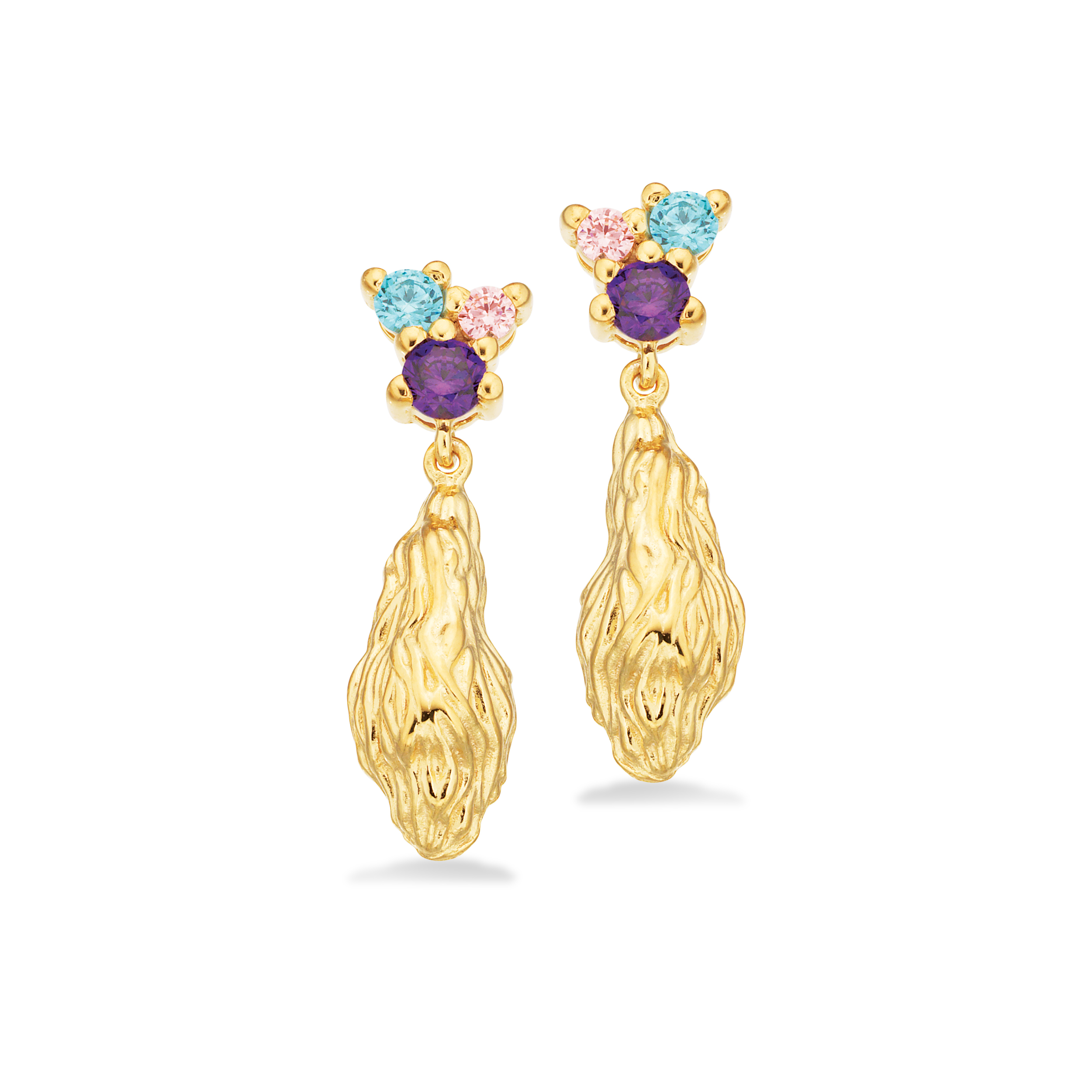 Scrouples øreringe med lilla/turkis cubic zirkonia i forgyldt