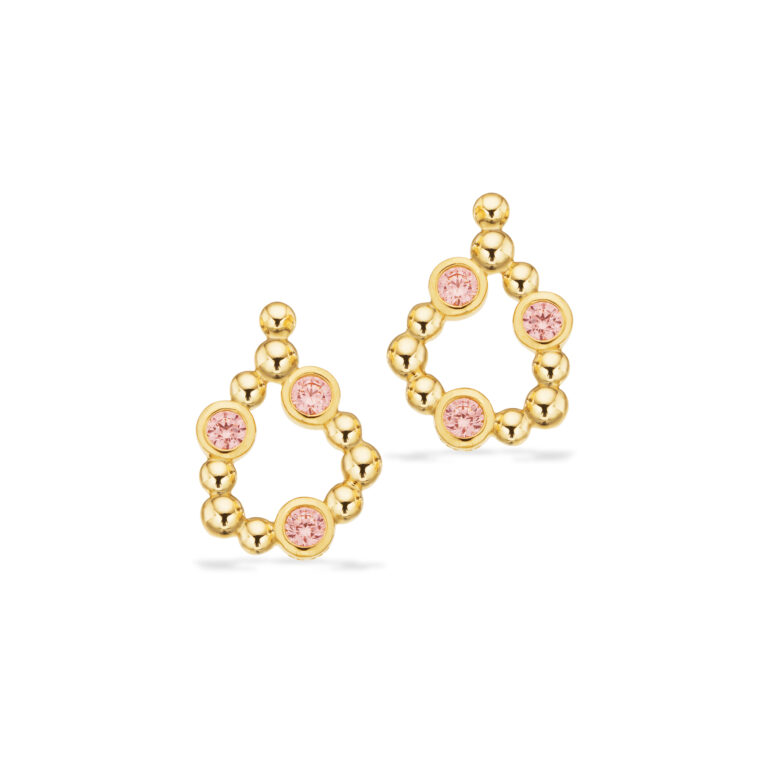 Scrouples øreringe med pink cubic zirkonia i 8 kt guld