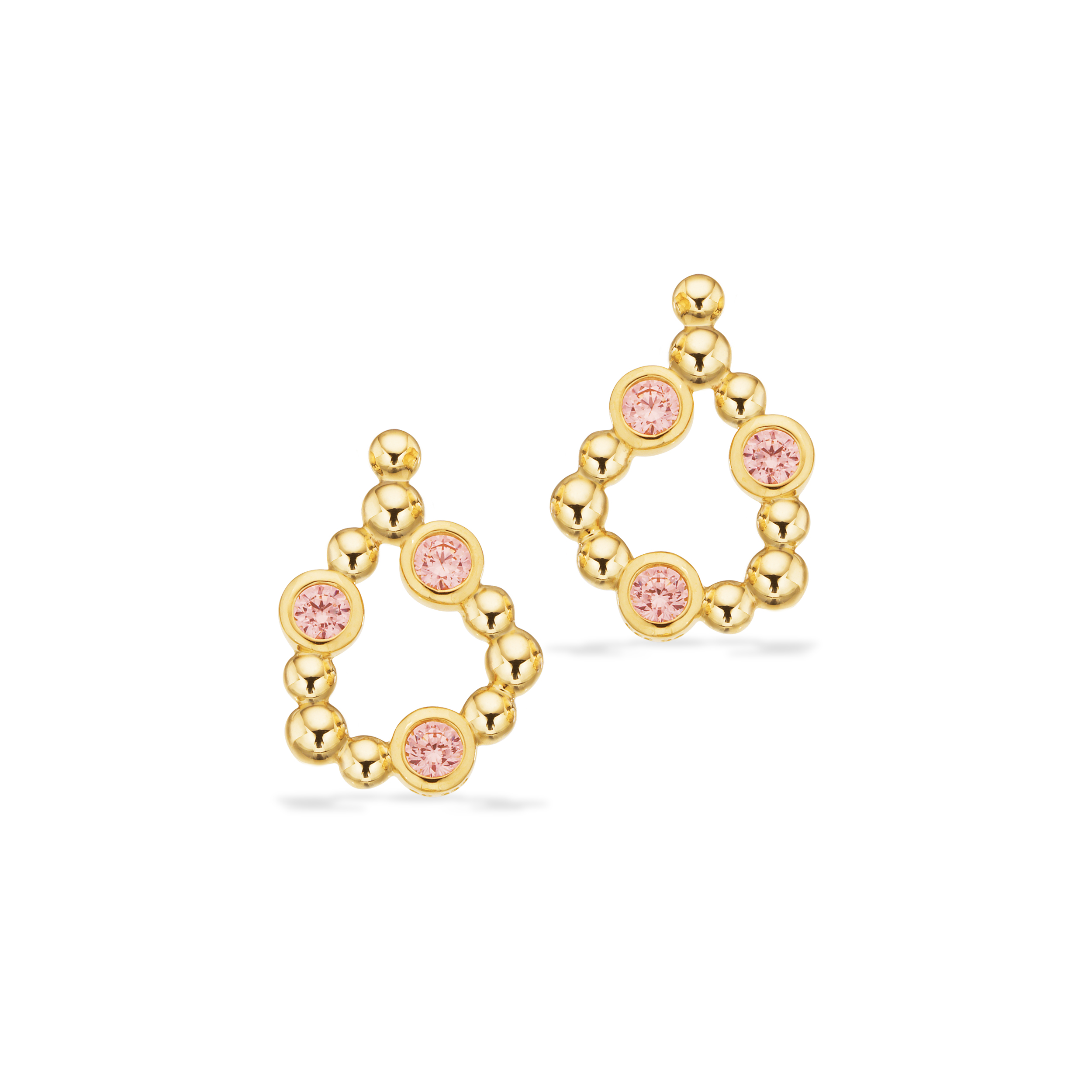 Scrouples øreringe med pink cubic zirkonia i 8 kt guld