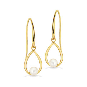 Scrouples ovale øreringe med ferskvandsperle i 8 kt guld