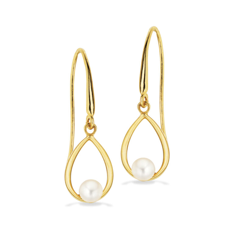 Scrouples ovale øreringe med ferskvandsperle i 8 kt guld