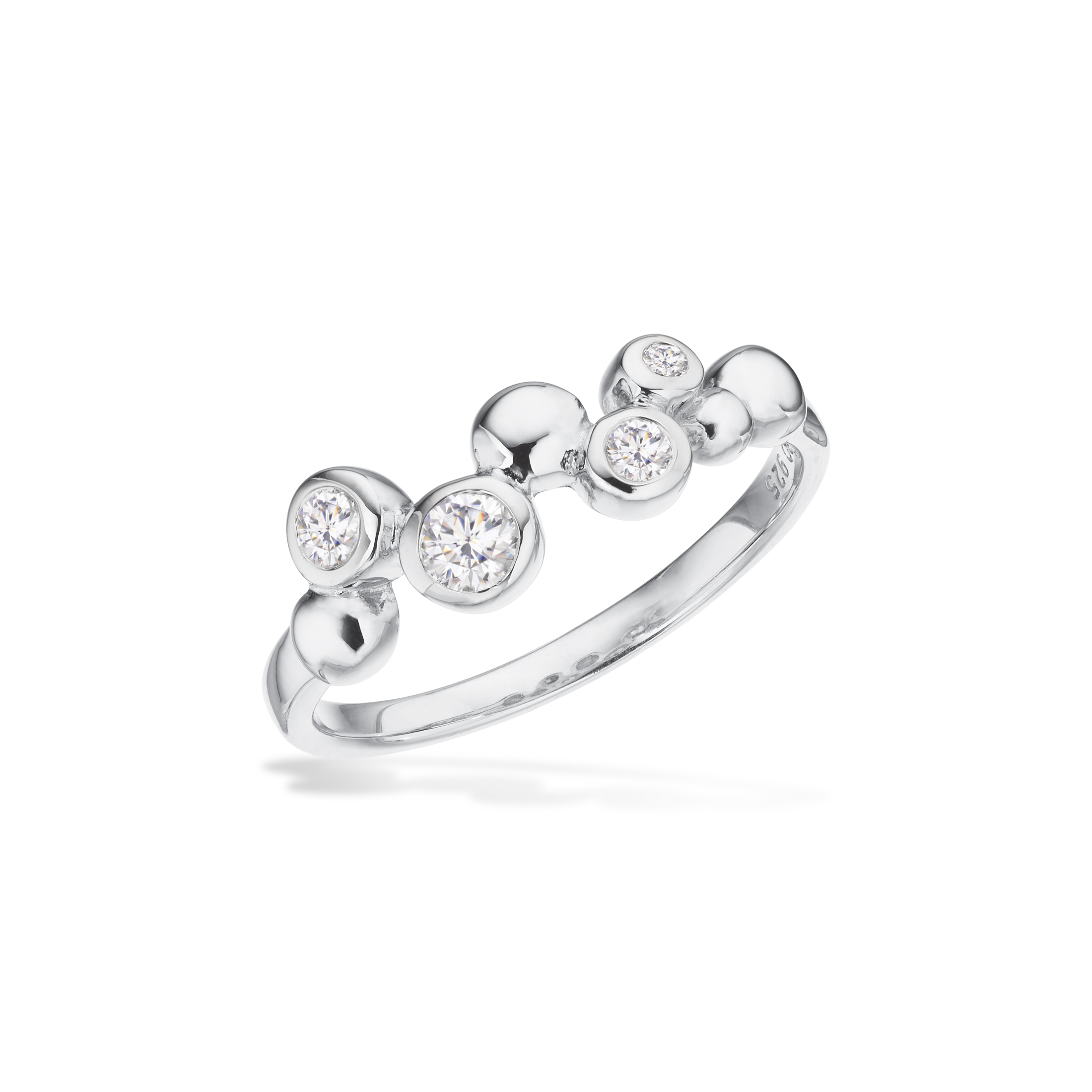 Scrouples ring med kugler og cubic zirkonia i sølv