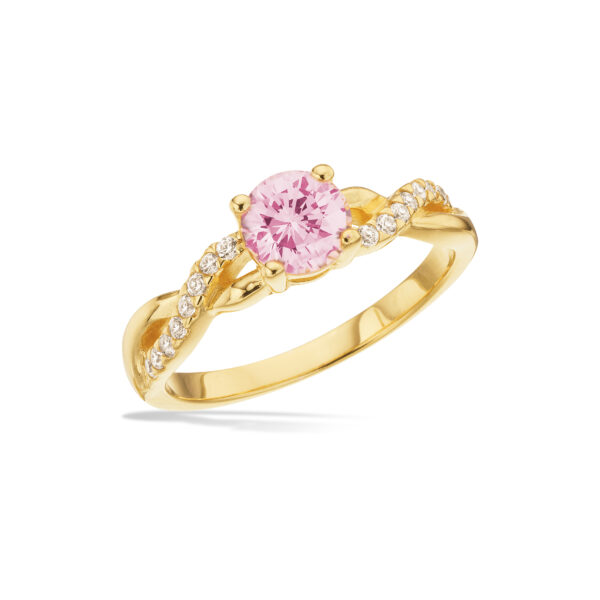 Scrouples ring rosa/hvid med cubic zirkonia i forgyldt