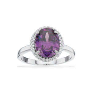 Scrouples ring syntetisk ametyst og cubic zirkonia i sølv