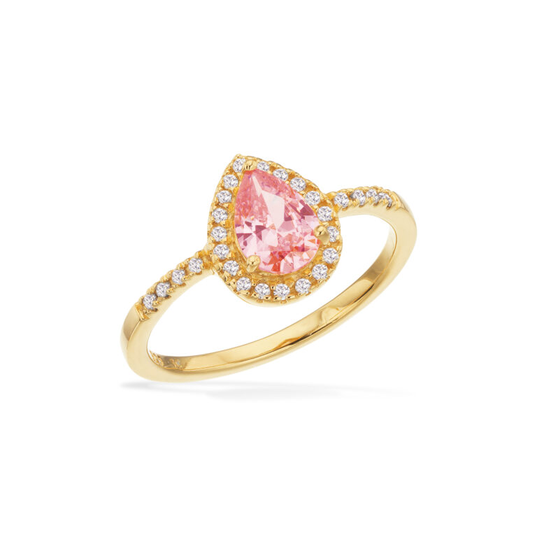 Scrouples roset ring rosa/hvid cubic zirkonia forgyldt