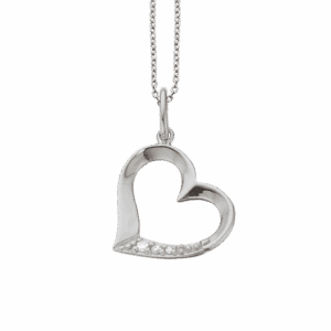 Scrouples sølv halskæde med 14 kt. hvidguldshjerte, 0,025 ct brillant W/SI