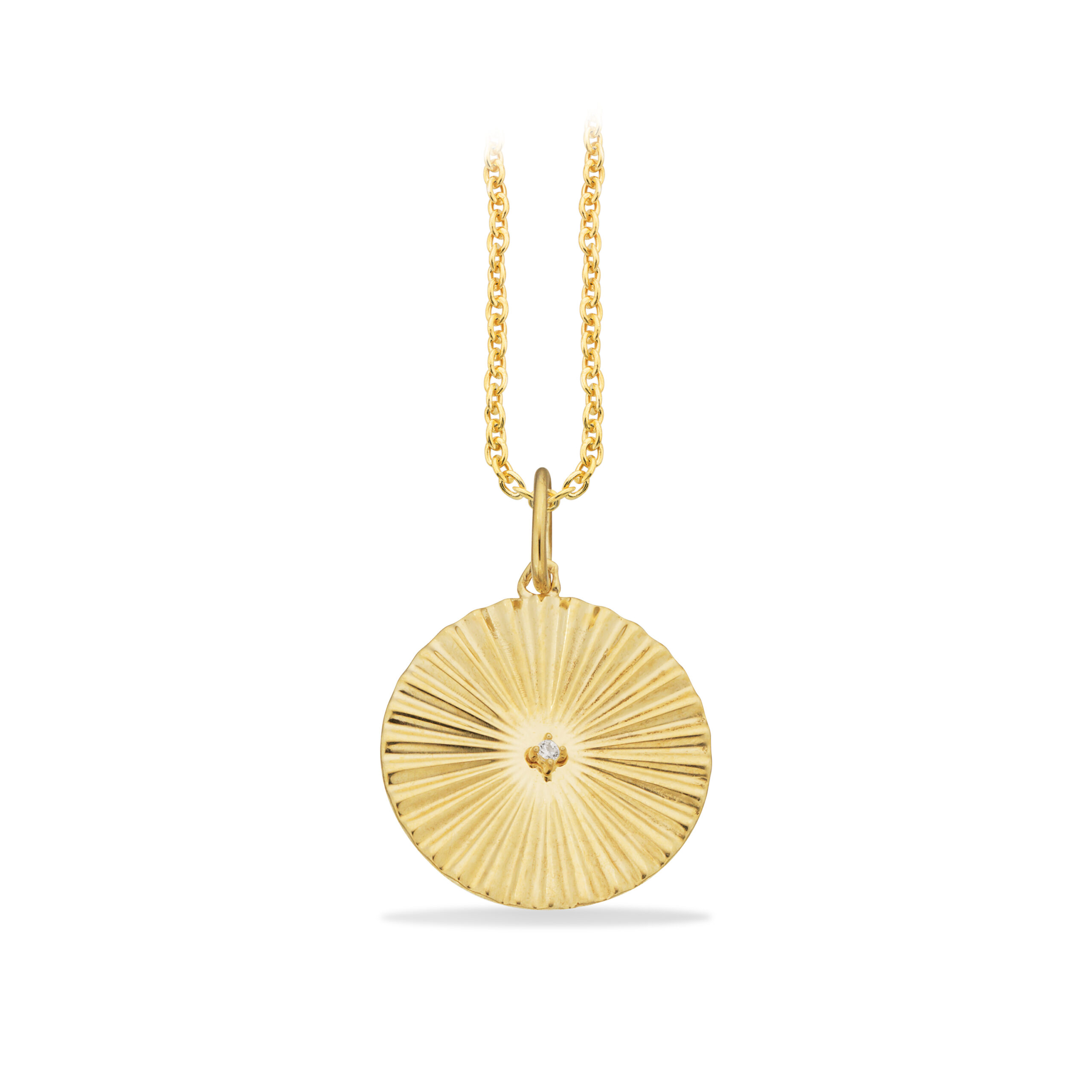 Scrouples vedhæng plissé med cubic zirkonia i 8 kt guld med forgyldt kæde