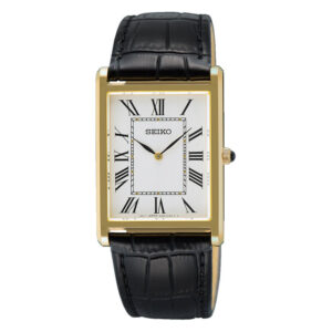 Seiko Conceptual Series firkantet herreur i guldfarvet stål med lys skive