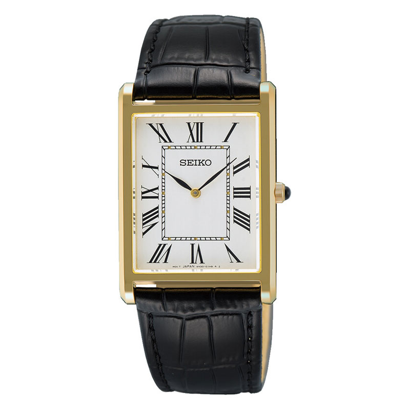 Seiko Conceptual Series firkantet herreur i guldfarvet stål med lys skive