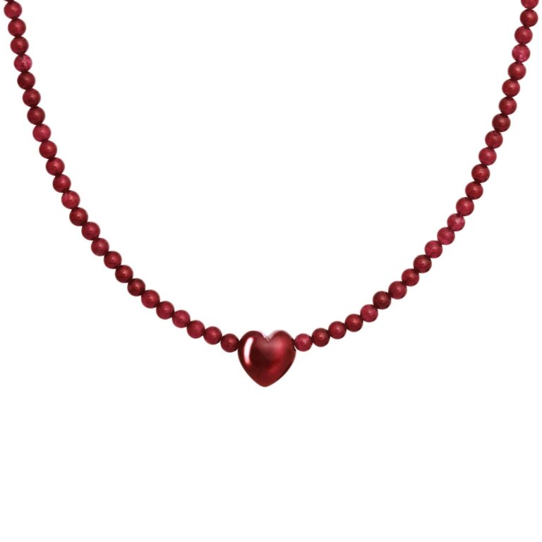 Maanestens smykker Sienna Heart Maroon (m. genanvendt sterlingsøvl & 18k guld) Perlehalskæde