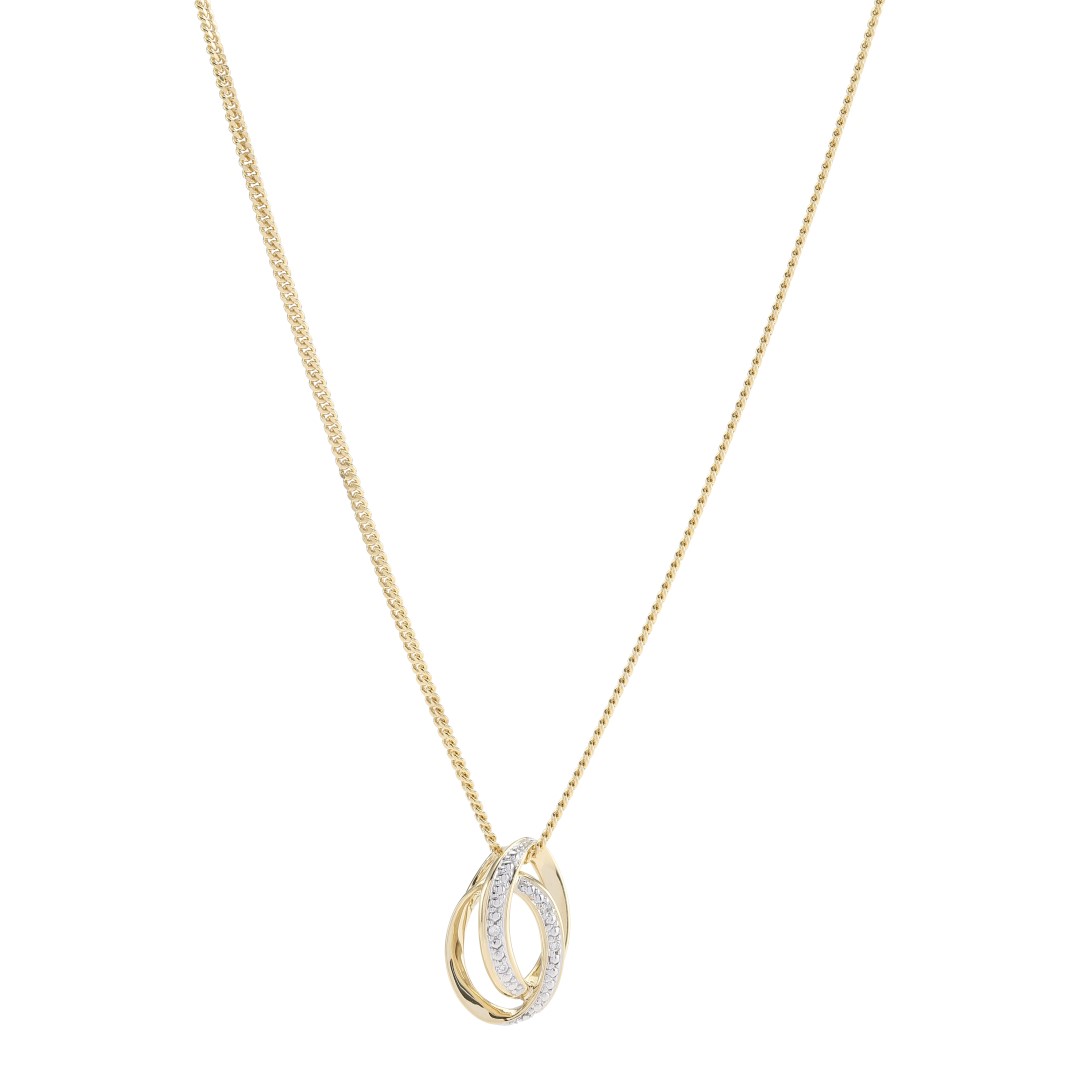 Siersbøl 14kt. vedhæng med diamant. Inkl. forgyldt kæde