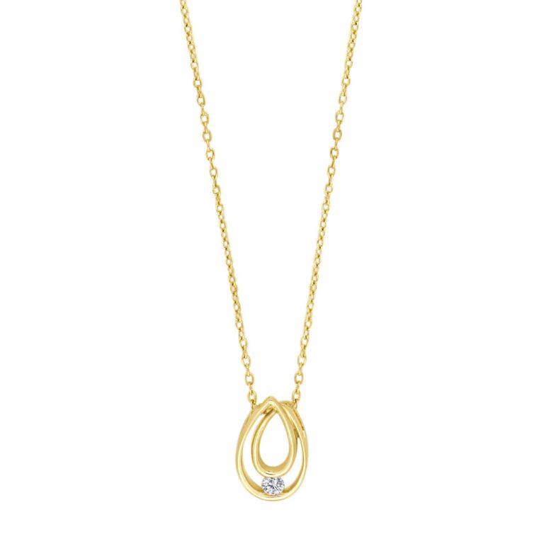 Siersbøl 9kt. Guld vedhæng med cubic zirkonia inkl. forgyldt kæde