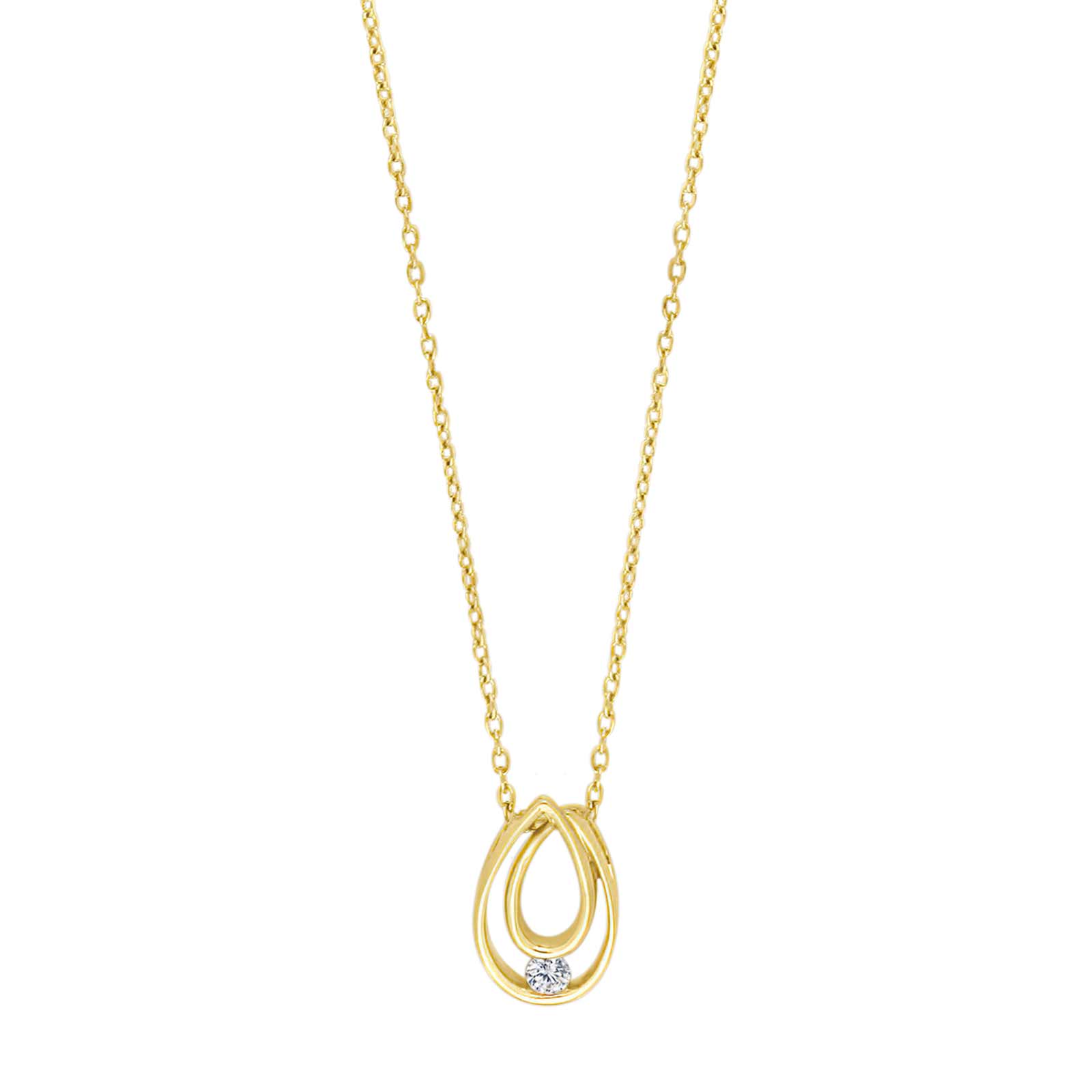 Siersbøl 9kt. Guld vedhæng med cubic zirkonia inkl. forgyldt kæde