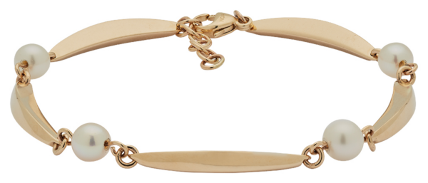 Siersbøl Banan & Perle armbånd 14 kt guld, 18+2 cm