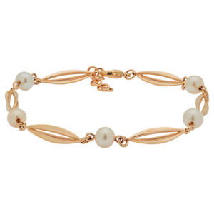 Siersbøl Bur & Perle armbånd 14 kt guld, 18+2 cm