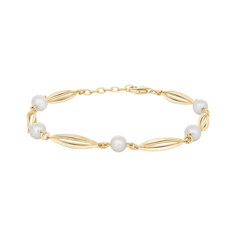 Siersbøl Bur & Perle armbånd 8 kt guld, 18+2 cm