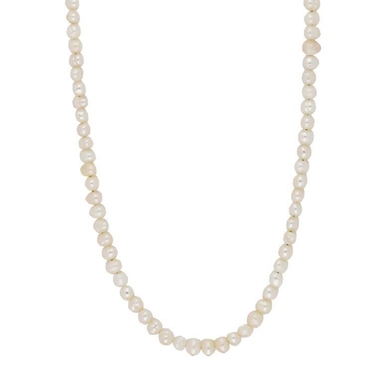 Siersbøl ferskvandsperlekæde forgyldt lås. Perle Ø4mm