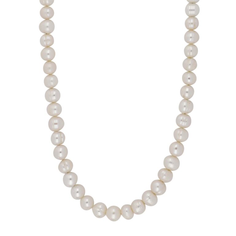 Siersbøl ferskvandsperlekæde forgyldt lås. Perle Ø8mm