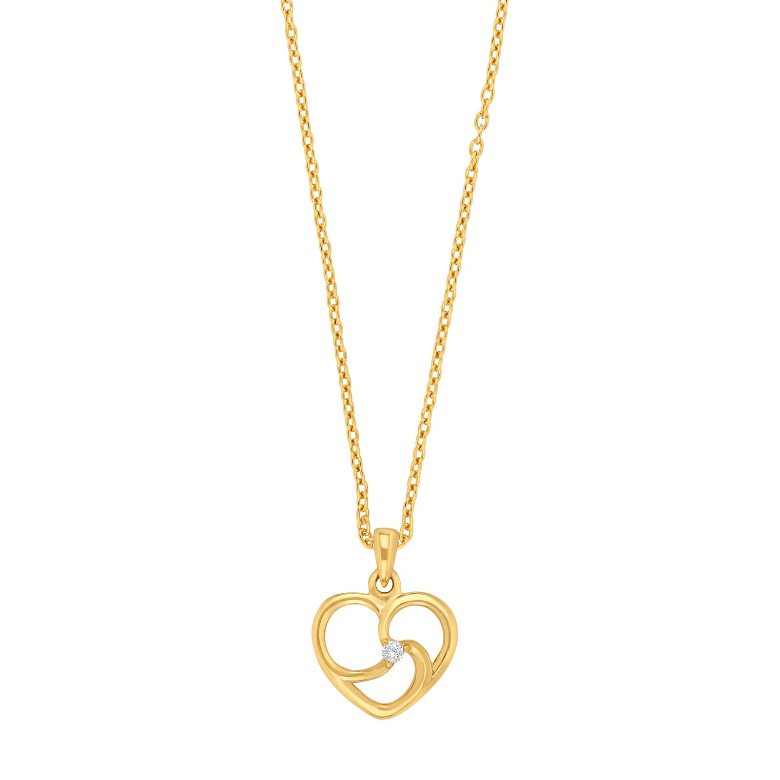 Siersbøl halskæde med hjertevedhæng i 8 kt guld med kubisk zirkon