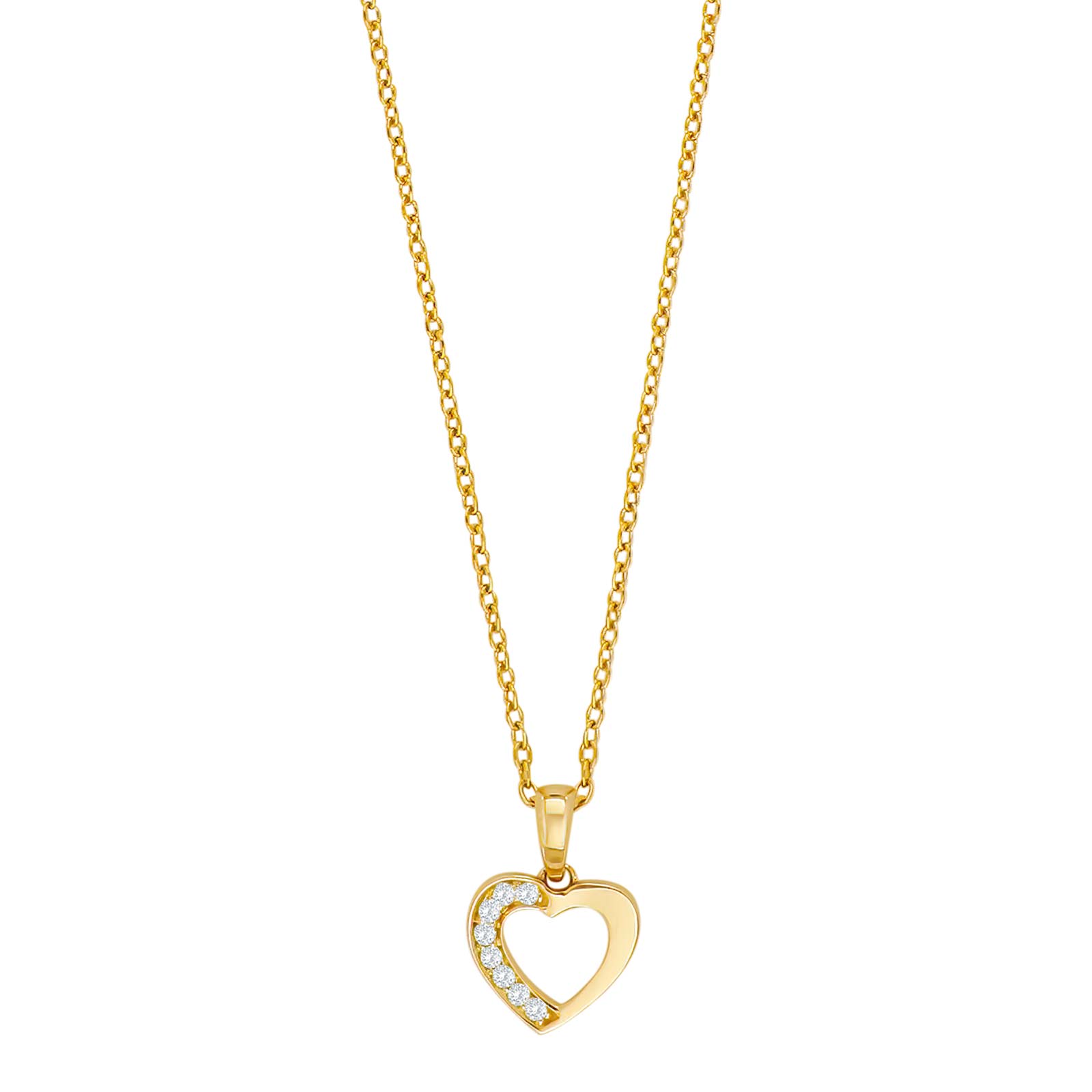 Siersbøl vedhæng i 14 karat guld med diamant. Inkl. forgyldt kæde