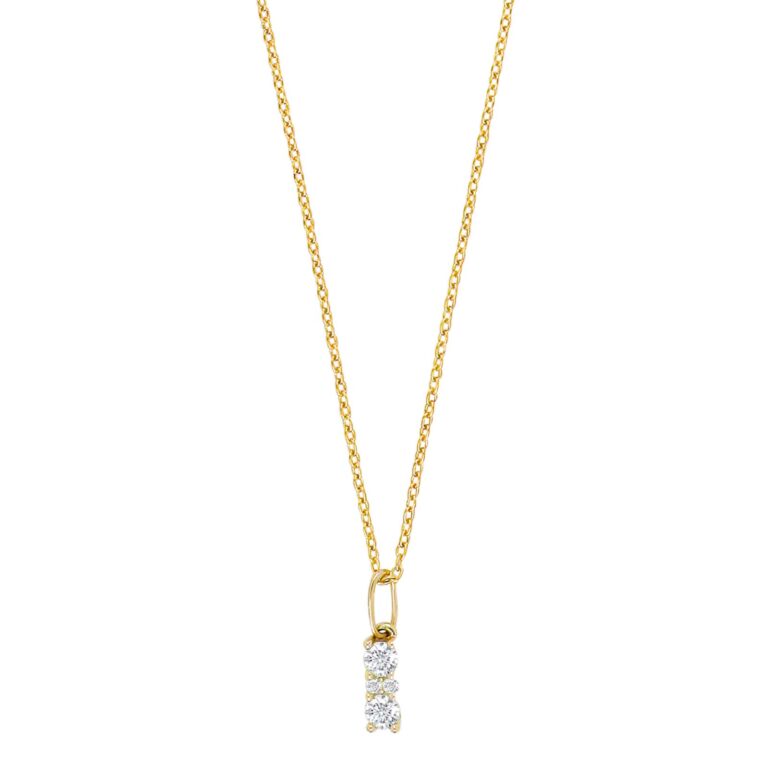 Siersbøl vedhæng i 8 karat guld med zirkon og forgyldt kæde