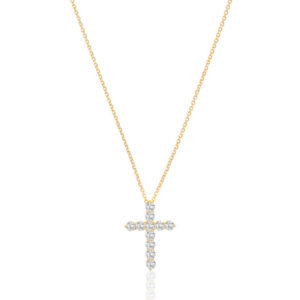 Sif Jakobs Belluno Croce halskæde i forgyldt med klare zirkoner