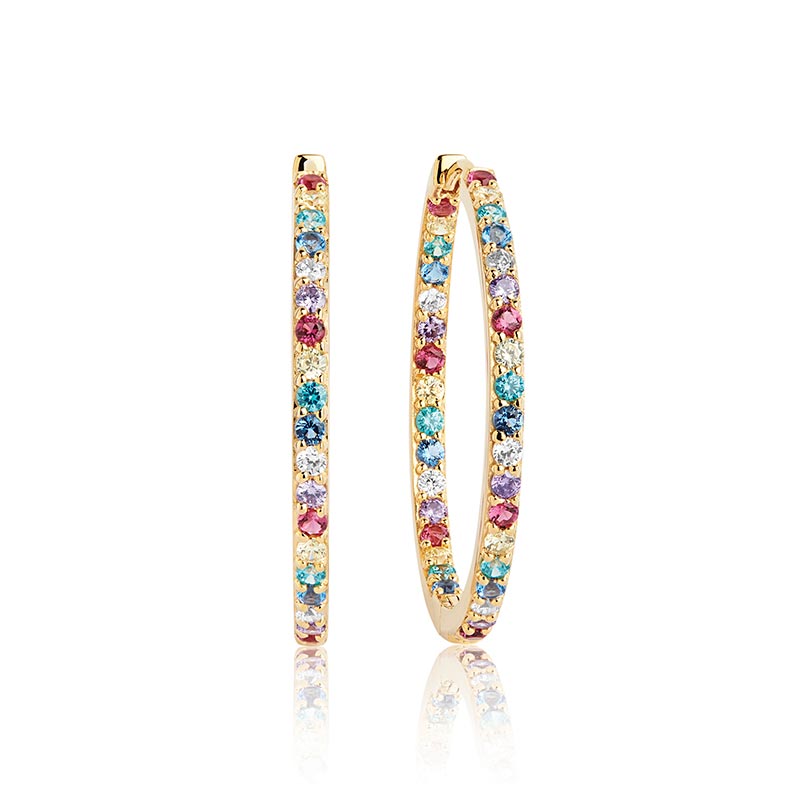 Sif Jakobs Bovallino creoler i forgyldt med mix zirkoner