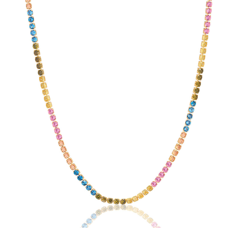 Sif Jakobs Ellera Grande halskæde i forgyldt med multifarvede zirkoner