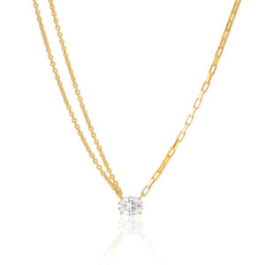 Sif Jakobs Ellisse Uno halskæde i forgyldt med klar zirkon
