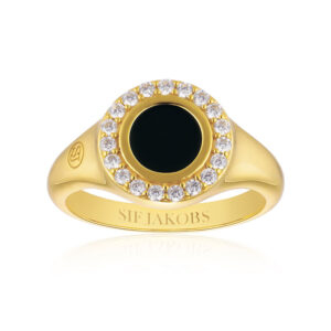 Sif Jakobs Follina Nero Piccolo forgyldt ring med cubic zirkonia og sort emalje